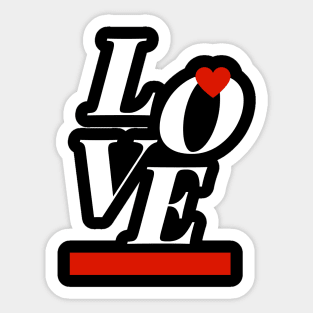 Love red heart and horizontal line Sticker